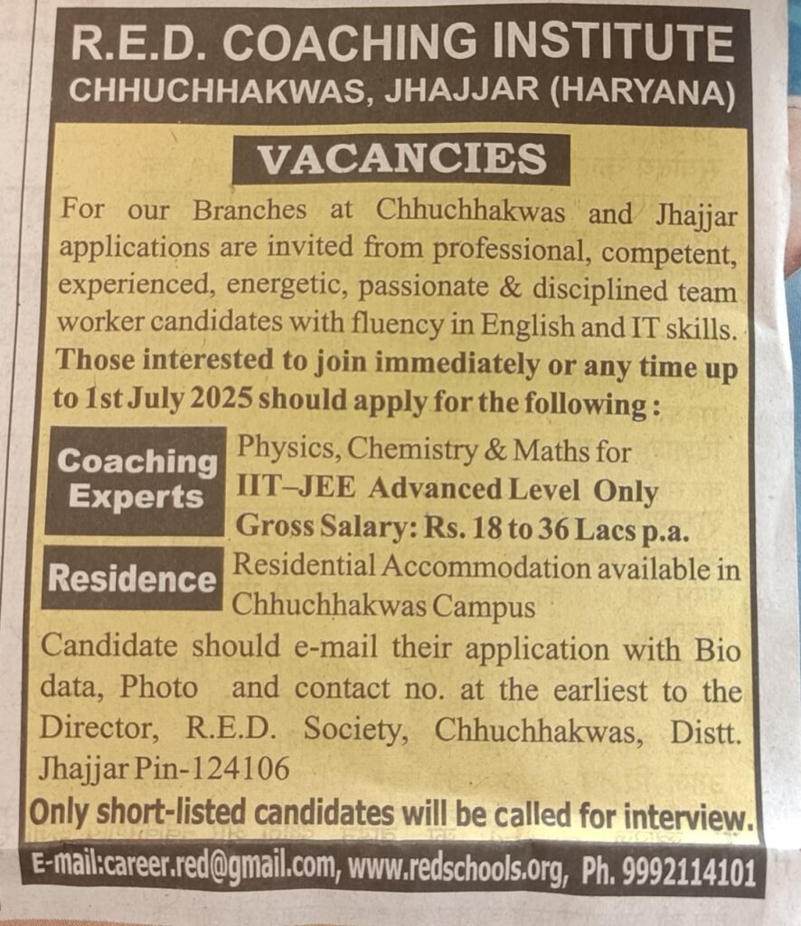 R.E.D. Coaching Institute Hiring Teaching Jobs Apply Now 1 4410bfc7 9634 4e03 8a29 48d9421c2f90