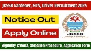 JKSSB Gardener, MTS, Driver Recruitment