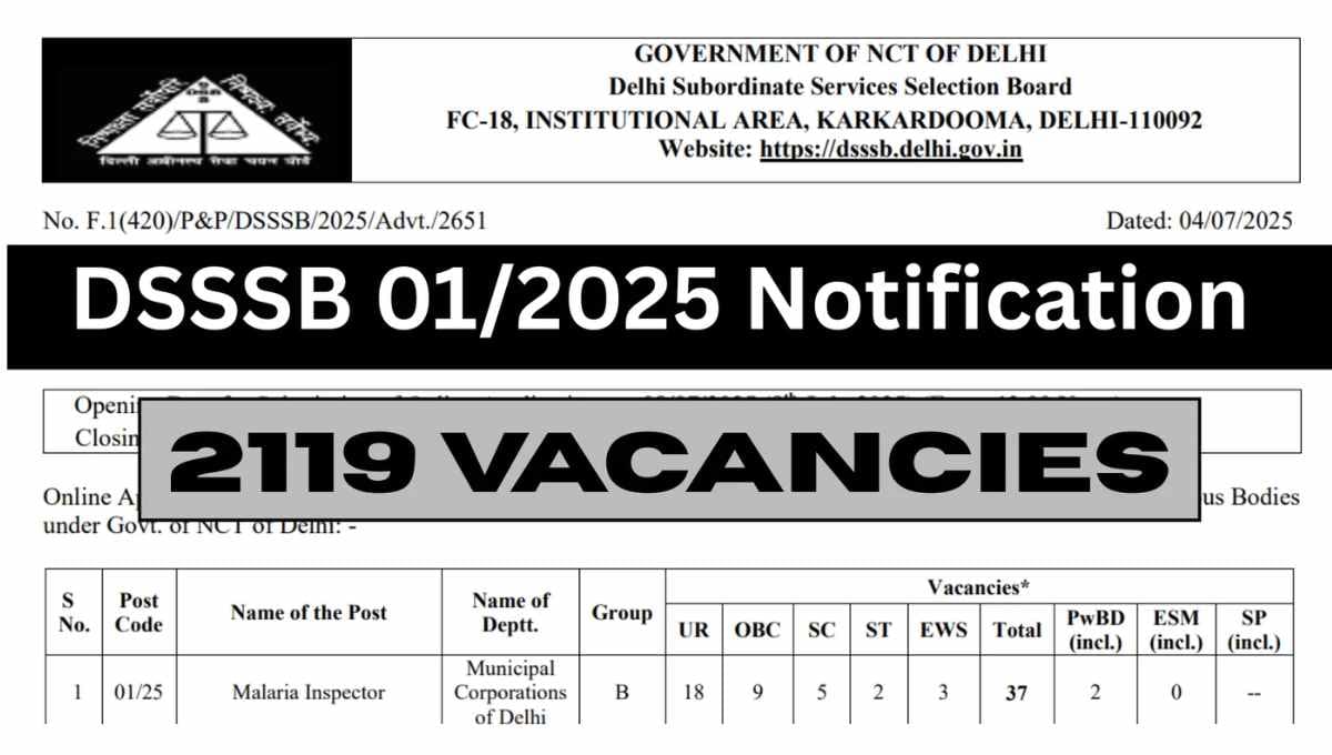 DSSSB Jail Warder and Other Posts Vacancy