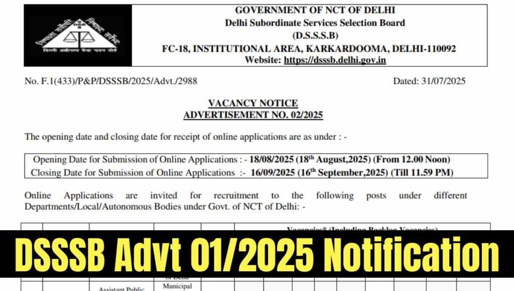 DSSSB Advt. 3/2025: Notice Out For Various Post Eligibility Details ...