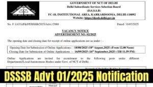 DSSSB Advt 012025 Notification