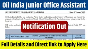Oil India Junior Office Assistant