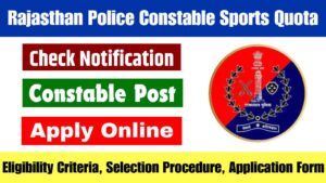Rajasthan Police Constable Sports Quota Recruitment 2025