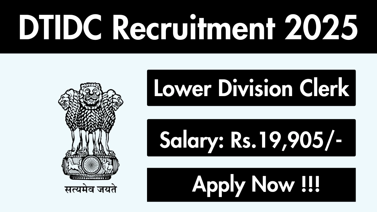 DTIDC Clerk Recruitment 2025