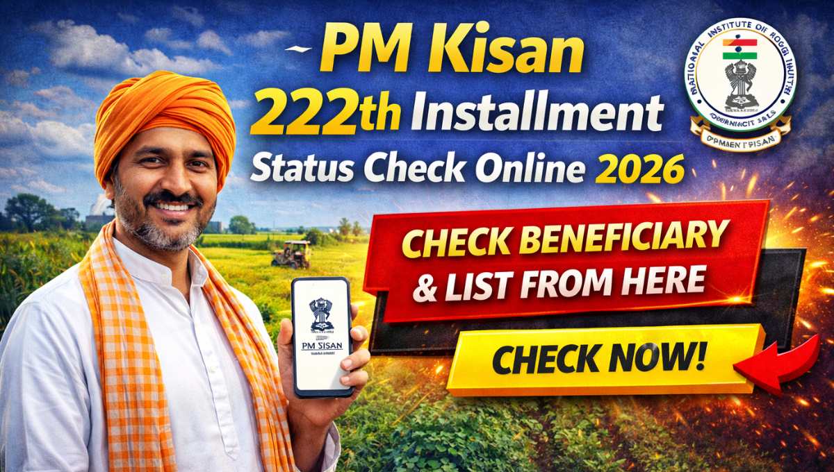 PM Kisan 222th installment status check online 2026