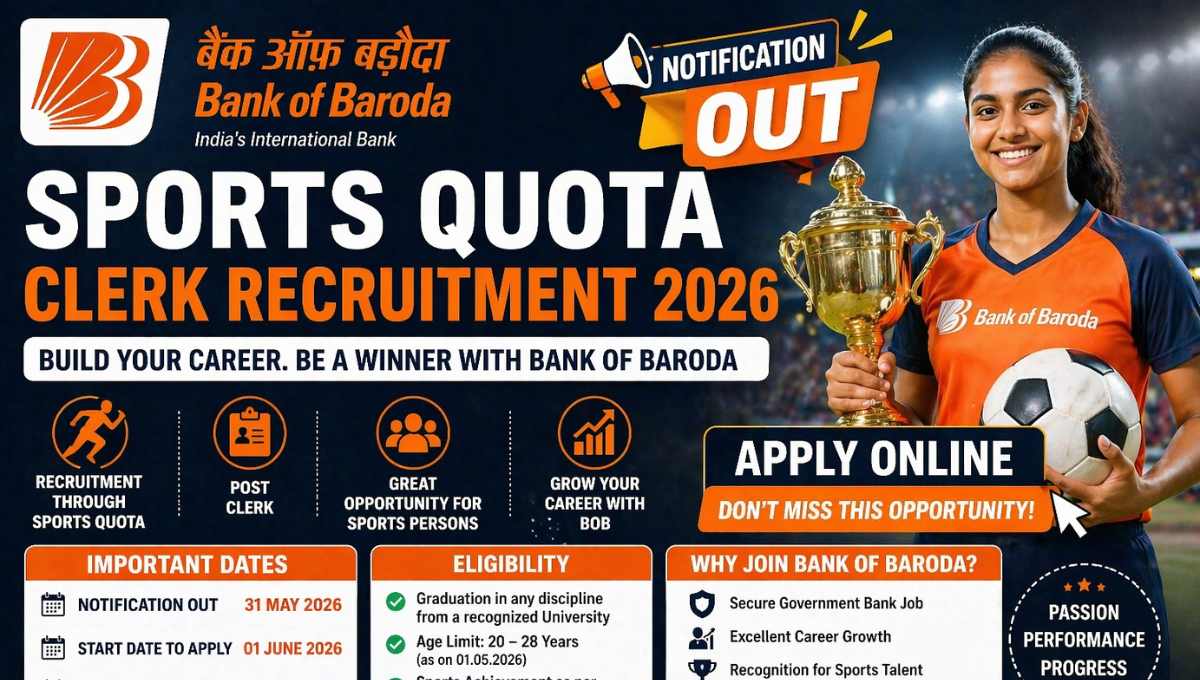 Bank of Baroda Sports Quota Clerk Recruitment