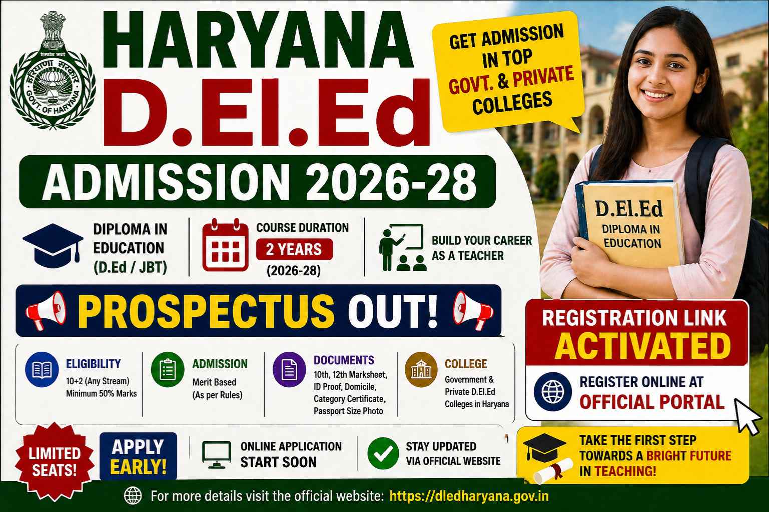 Haryana D.El.Ed Admission 2026-28