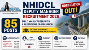 NHIDCL Deputy Manager Recruitment 2026