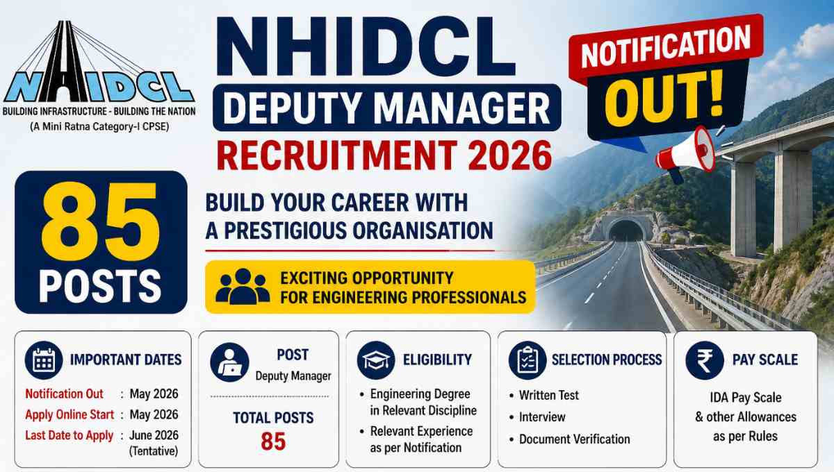 NHIDCL Deputy Manager Recruitment 2026