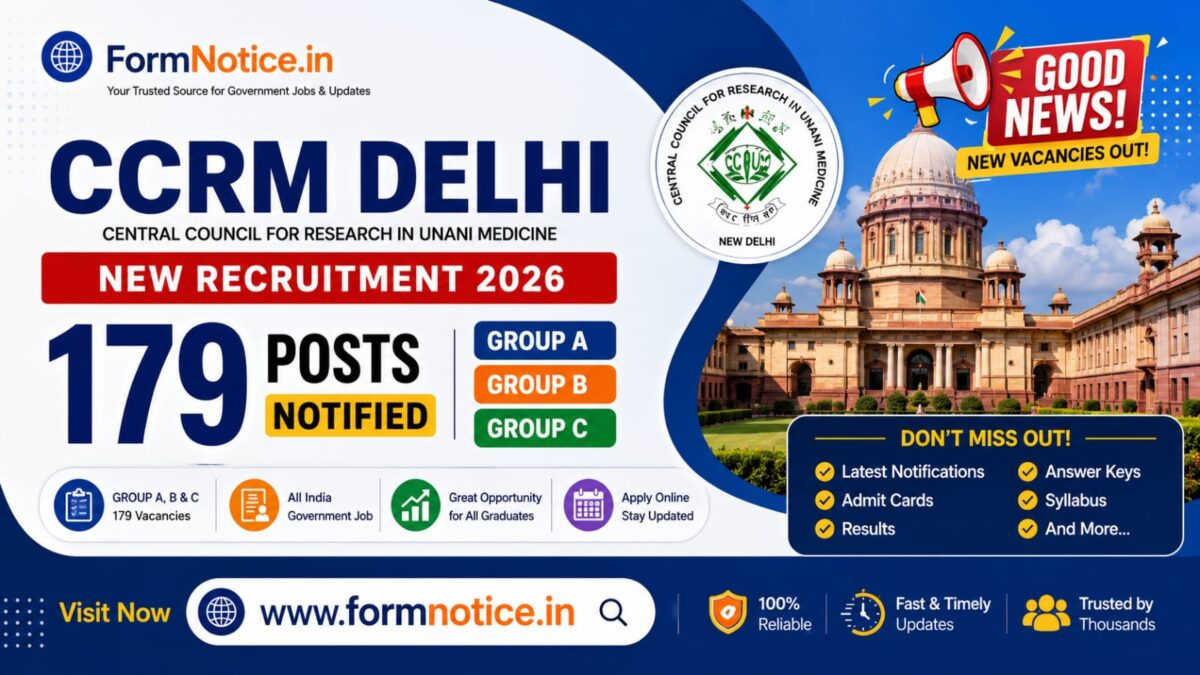 CCRUM Delhi Group A, B & C Recruitment 2026