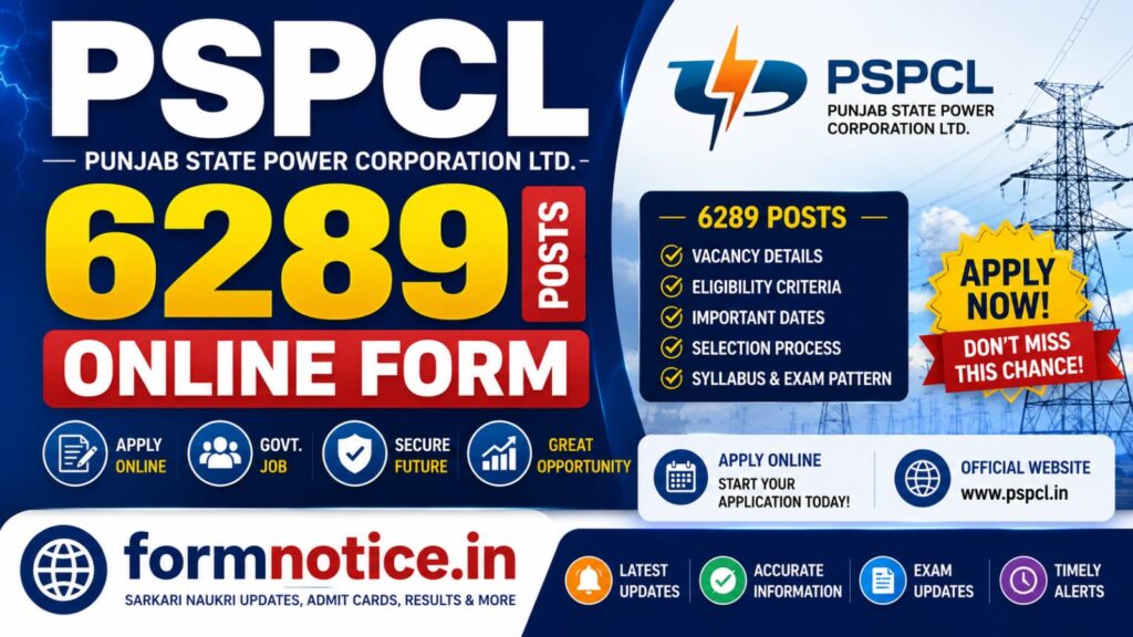 PSPCL Assistant Lineman Recruitment 2026 Apply Online Form for 6289 Post 1 PSPCL Assistant Lineman Recruitment 2026
