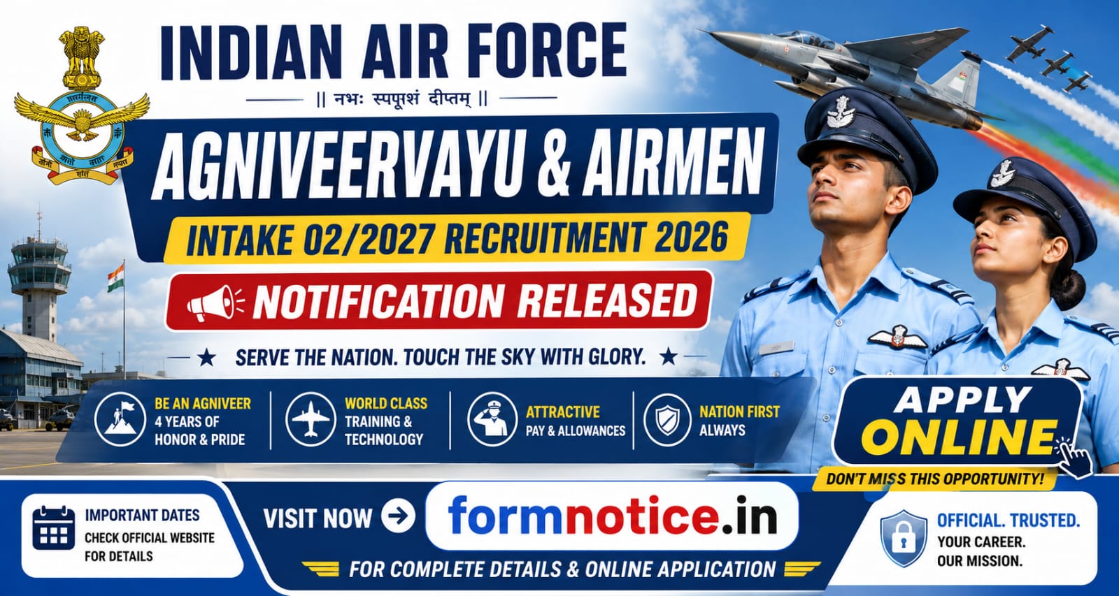 Indian Air Force Agniveervayu & Airmen Intake 02/2027 Recruitment 2026