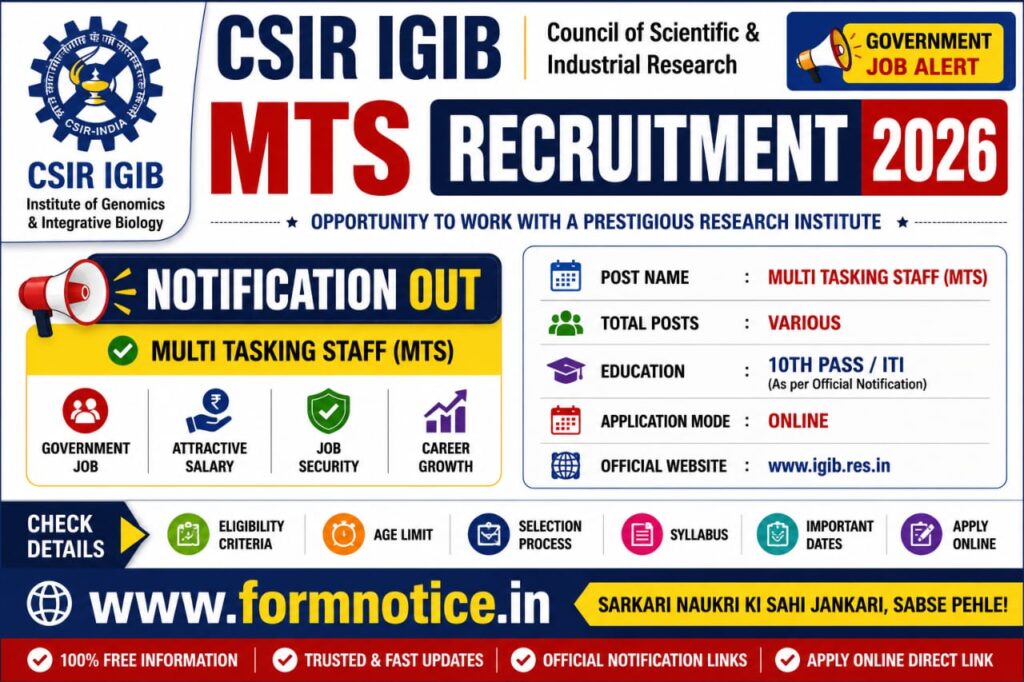 CSIR IGIB MTS Recruitment 2026