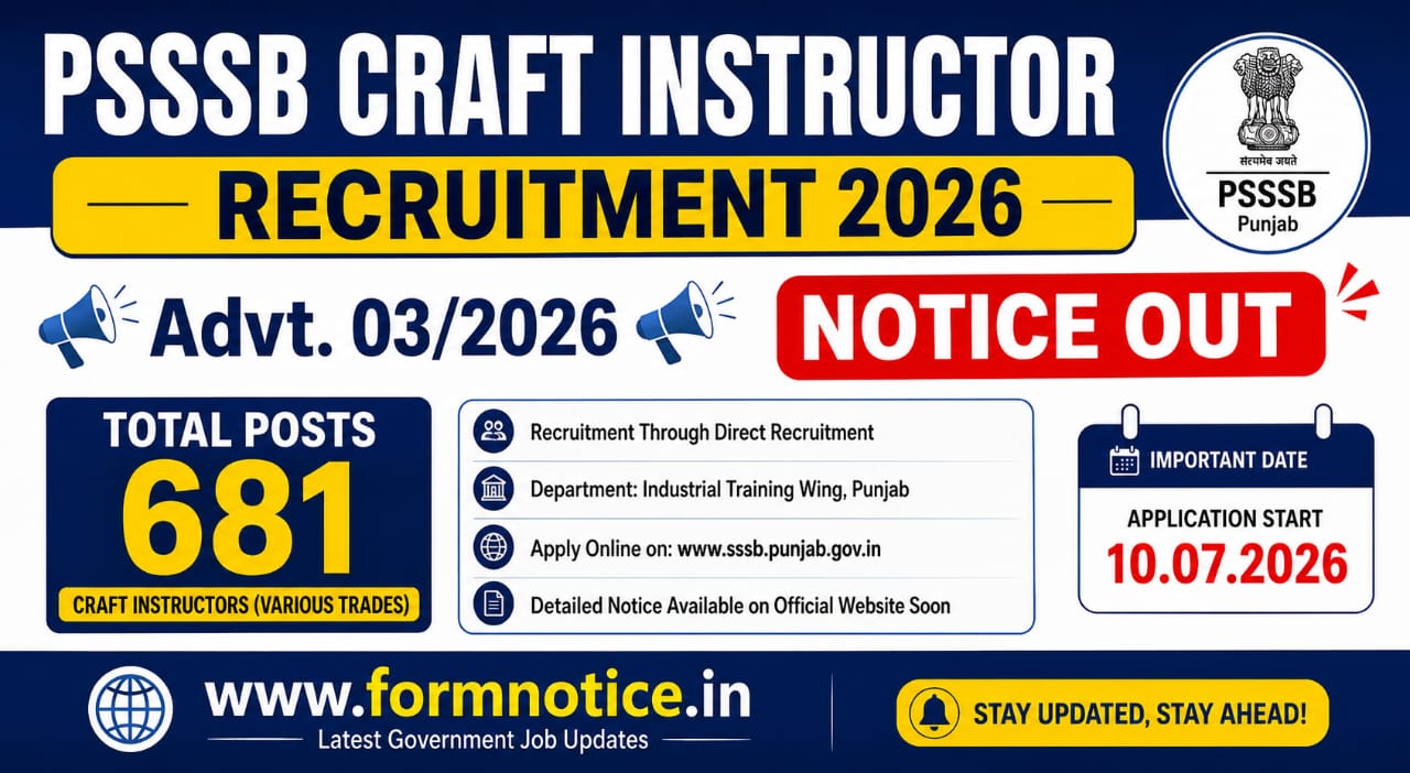 PSSSB Craft Instructor Recruitment 2026