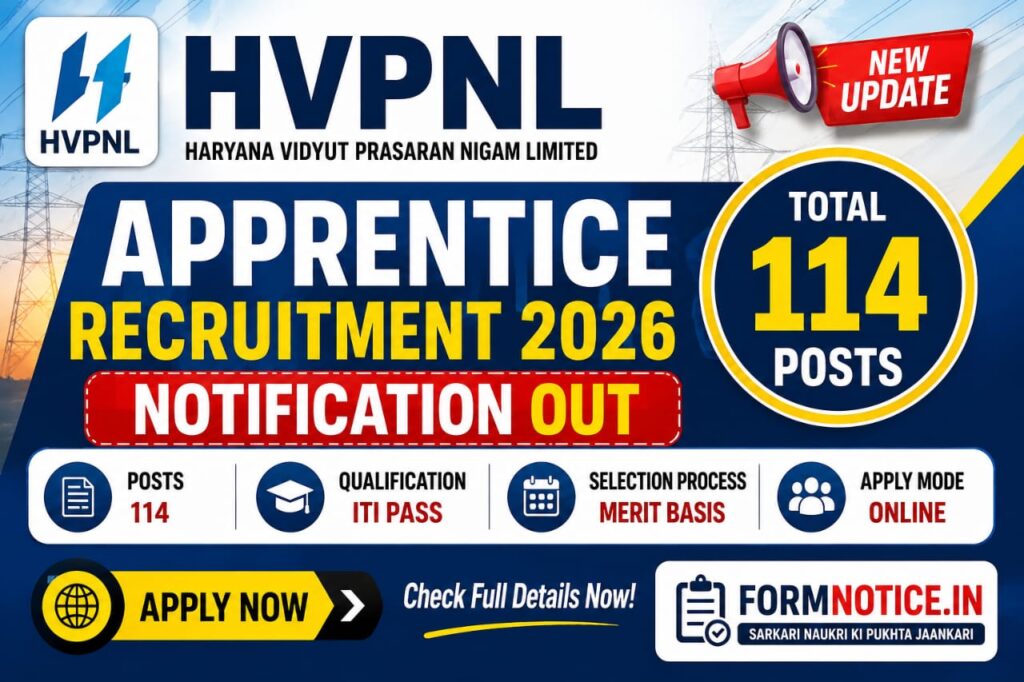 HVPNL Apprentice Recruitment 2026 Notification OUT For 114 Posts, Check Eligibility & Apply Online 1 HVPNL Apprentice Recruitment 2026
