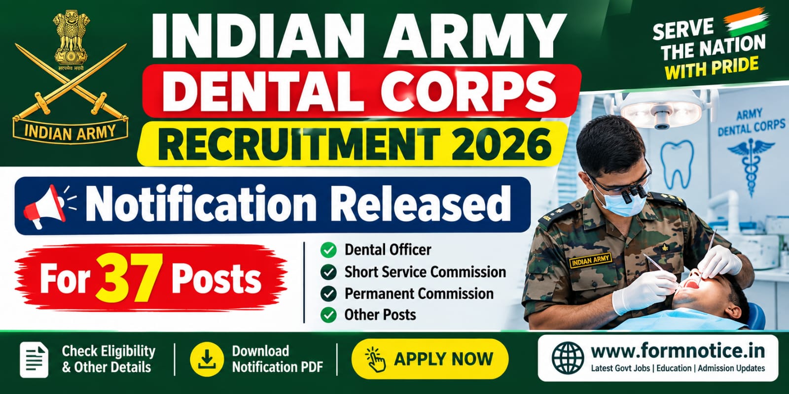 Army Dental Corps Recruitment 2026