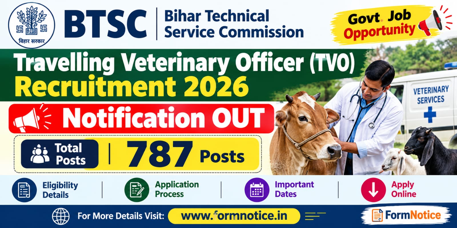 BTSC Travelling Veterinary Officer Recruitment 2026