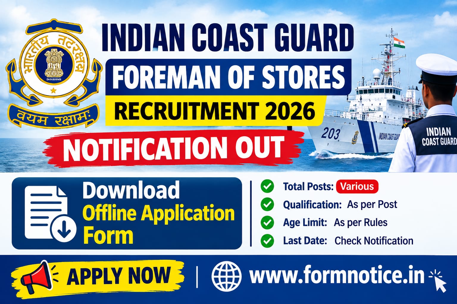 Indian Coast Guard Foreman of Stores Recruitment 2026