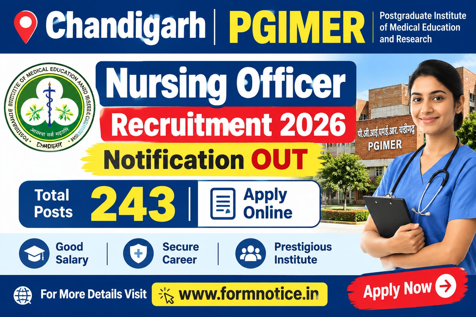 PGIMER Chandigarh Nursing Officer Recruitment 2026