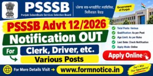 Punjab PSSSB Various Posts Recruitment 2026