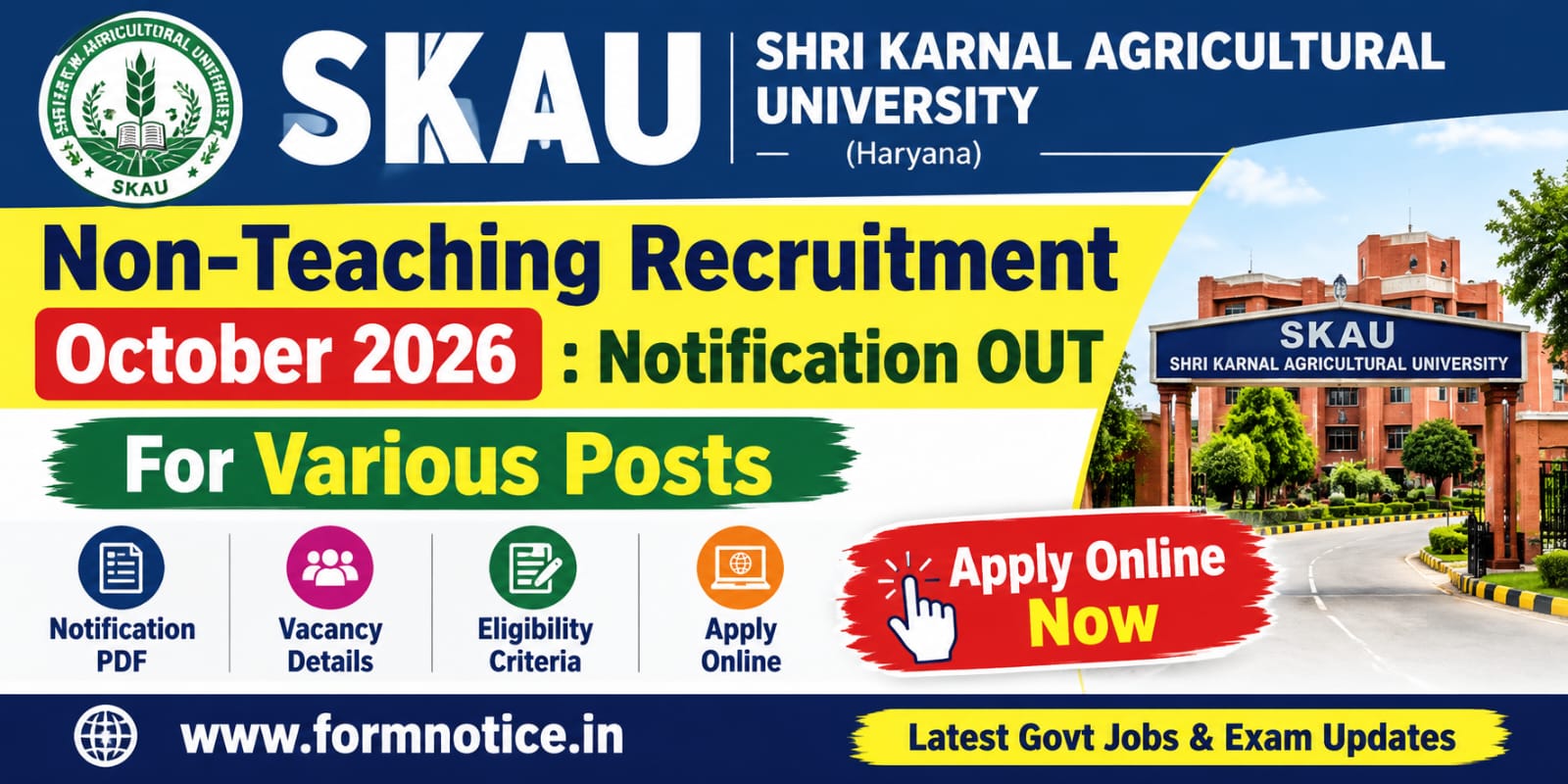 SKAU Kurukshetra Non- Teaching Vacancy 2026