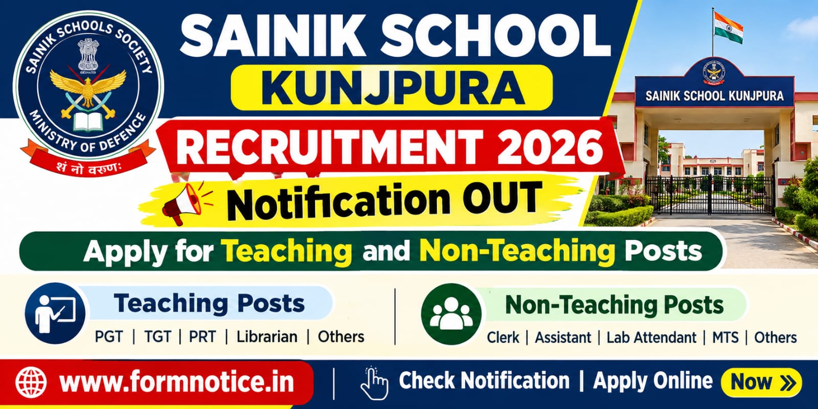 Sainik School Kunjpura Recruitment 2026