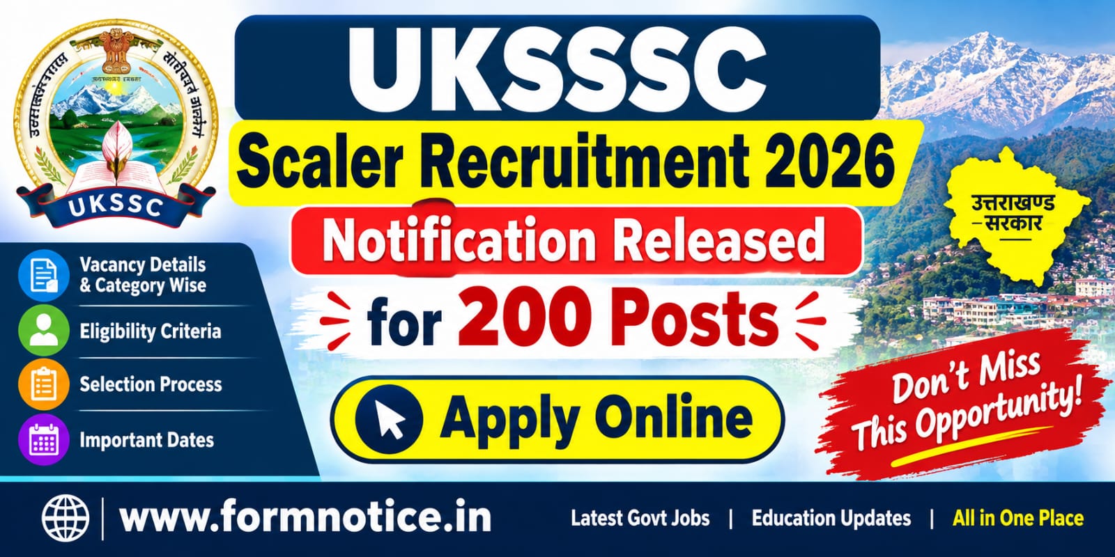 UKSSSC Scalar Recruitment 2026