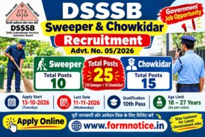 DSSSB Sweeper and Chowkidar Recruitment 2026